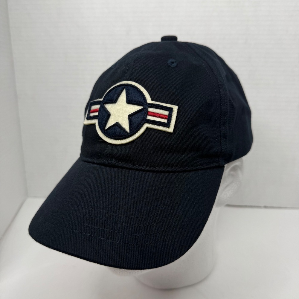 US Air Force Star Wings Baseball Hat Mens OSFM Navy Blue Pilot Cap Red Canoe